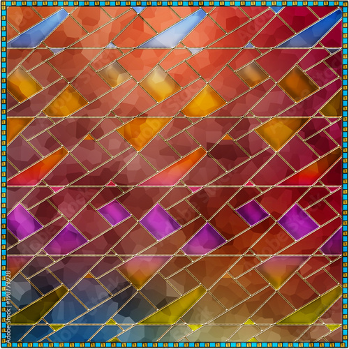 Iridescent texture in the form of vintage stained glass window. Abstract pattern for graphic design. Multicolored background or wallpaper. Visual arts. 