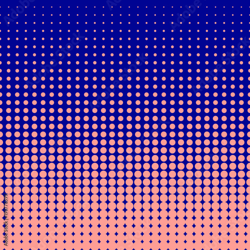 Pop art Halftone Seamless background. Halftone pink dots on blue background