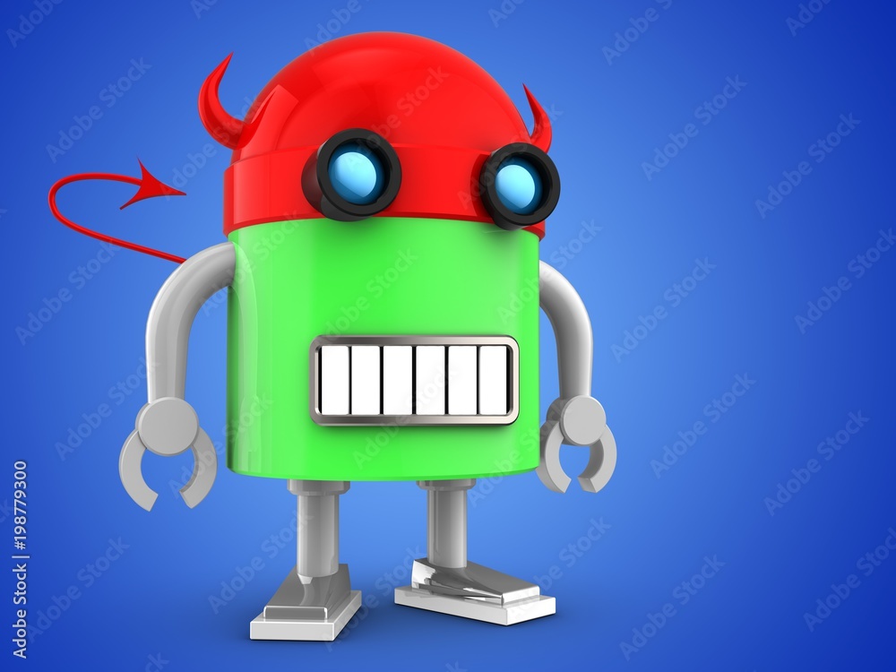 3d robot over blue 3d robot over blue