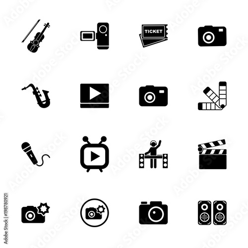 Performance icon set. Can be used for topics like concert, media, entertainment, show photo