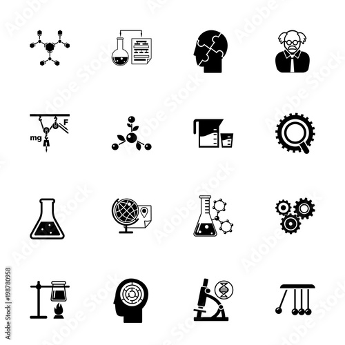 Scientific discovery icon set. Can be used for topics like development, experiment, science, chemistry