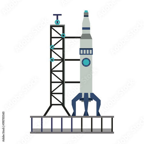 Spaceship taking off vector illustration graphic design