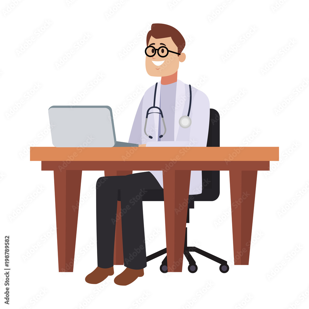 Doctor man seated at desk vector illustration graphic design Doctor man seated at desk vector illustration graphic design