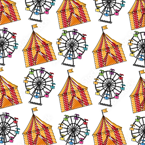 circus tent and wheel fortune pattern