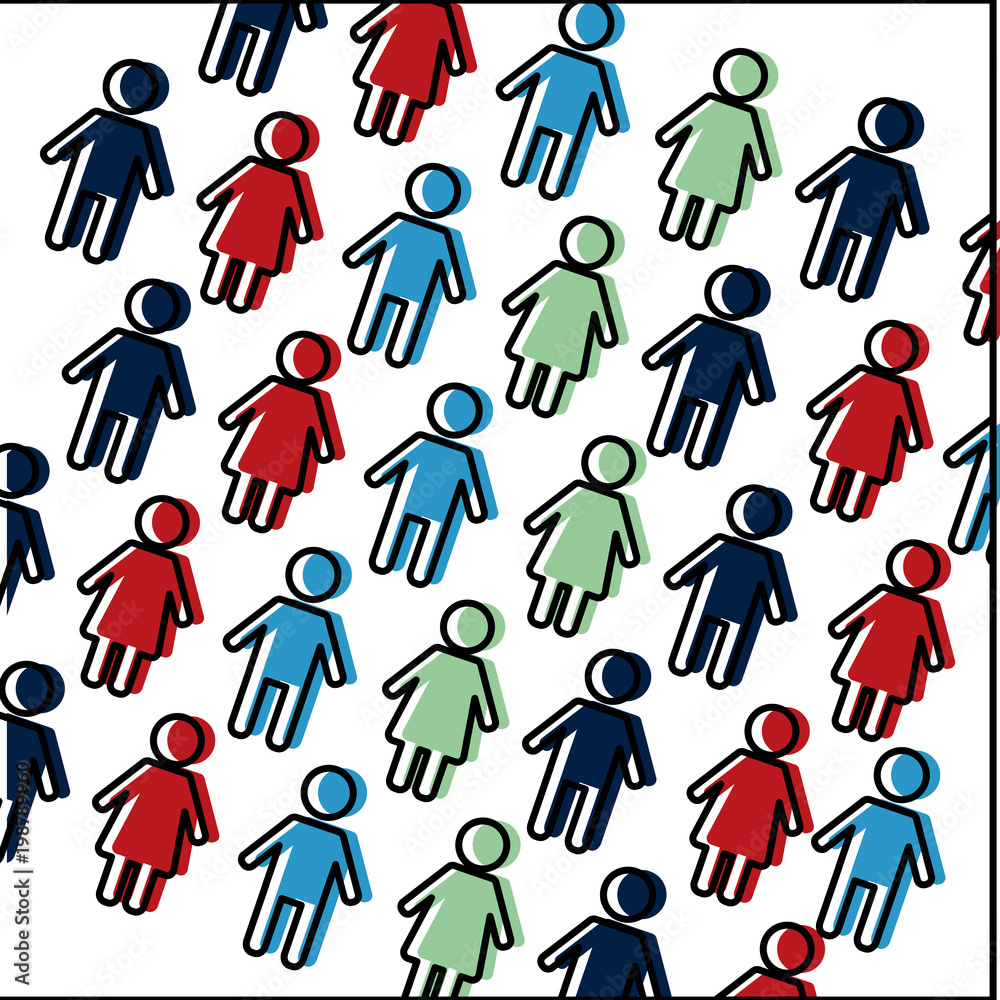 couple genders silhouettes avatars pattern couple genders silhouettes avatars pattern