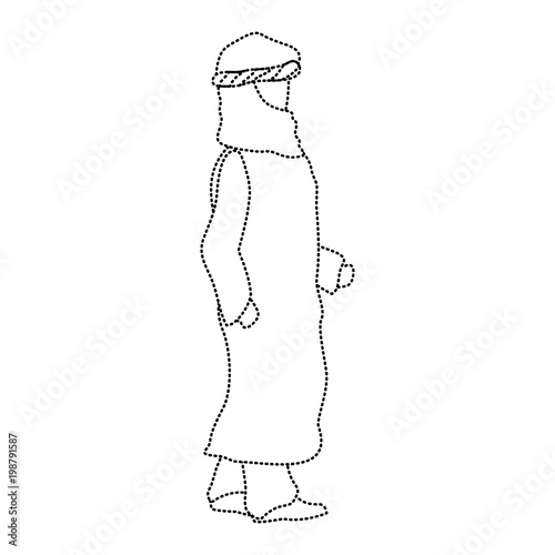 dotted shape arabic man with turban and robe design