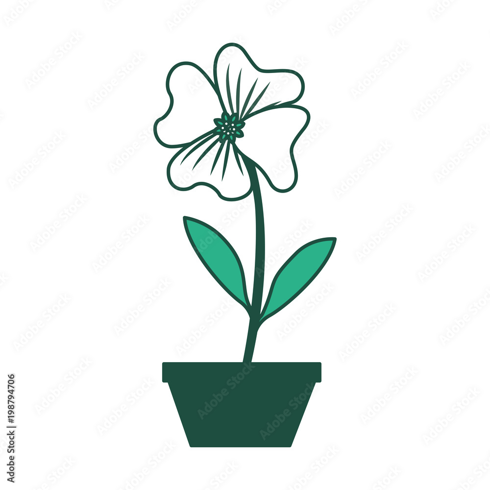 flower periwinkle in a pot decoration icon
