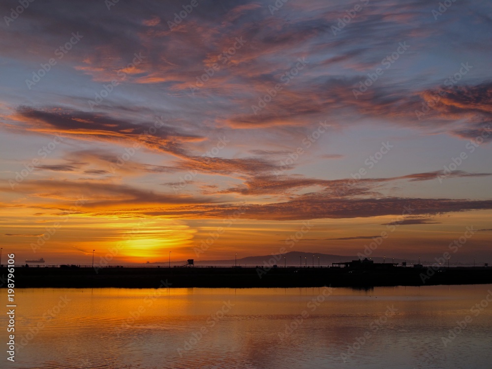 Sunset at the Bolsa Chica Ecological Preserve and Wetlands, Huntington Beach, California