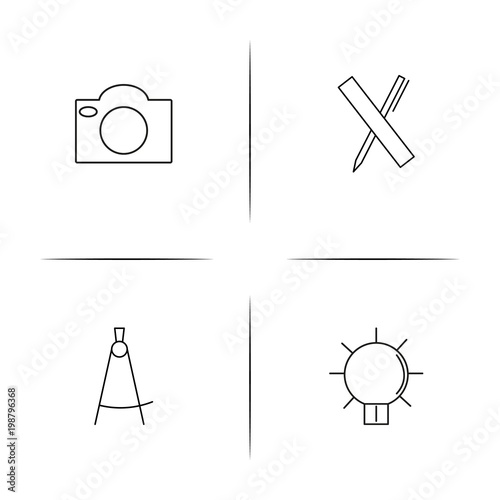 Creative Process And Design simple linear icons set. Outlined vector icons
