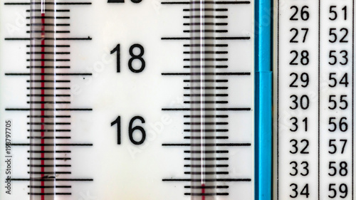Thermometer and hygrometer scales close