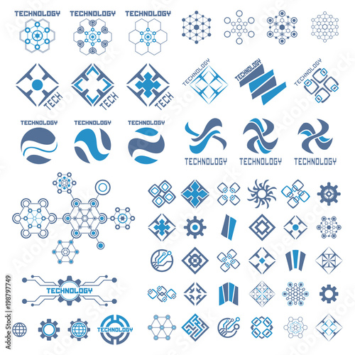 Set of abstract technology logo template. Vector logo technology sign.