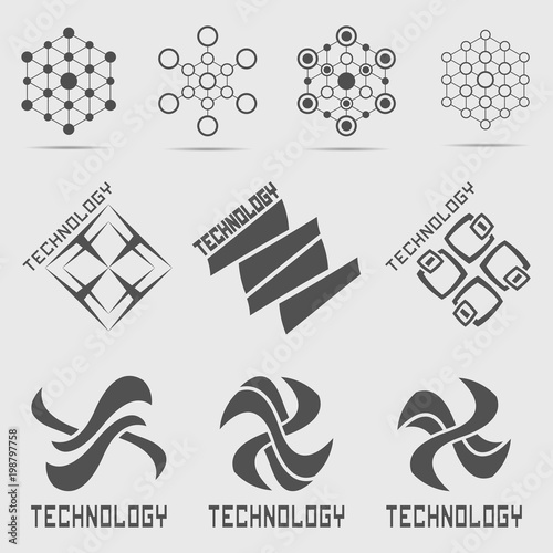 Set of abstract technology logo template. Vector logo technology sign.