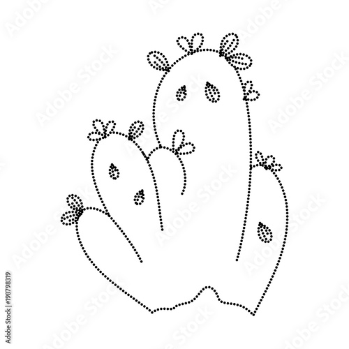 dotted shape bush plant with nature leaves design
