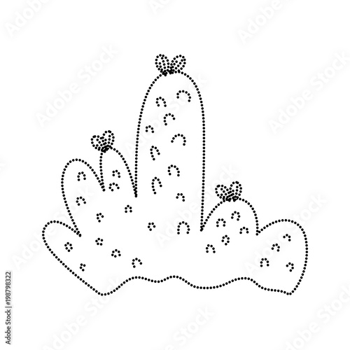 dotted shape nature bush plant with leaves design