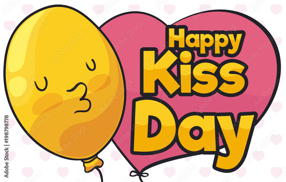 Obraz premium Cute Balloon Smooching you in Kiss Day Celebration, Vector Illustration