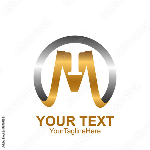 Initial letter MI or IM  logo template colored silver gold circle design for business and company identity