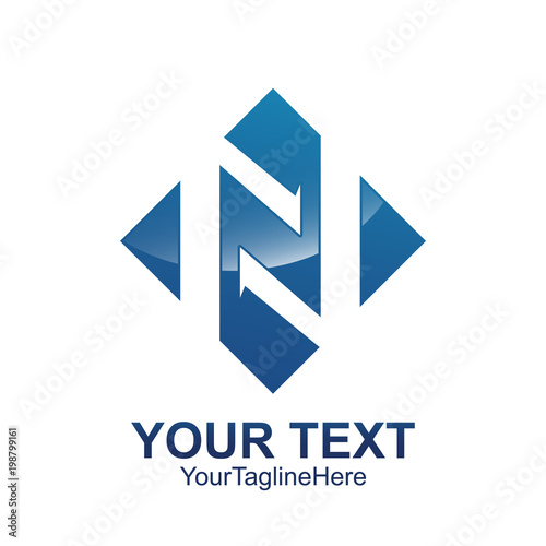 Initial letter N logo template colored blue square arrow design for business and company identity
