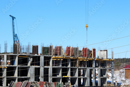 Construction of building a beautiful sky background