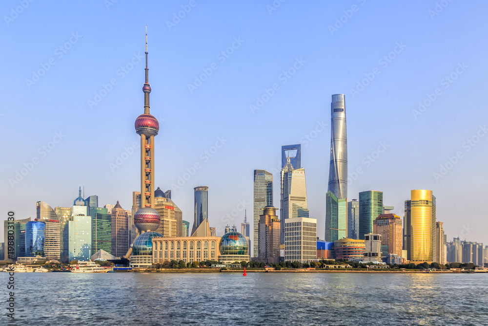 Obraz premium Skyline of urban architectural landscape in Shanghai