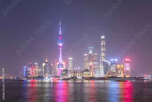 Shanghai city night view architectural landscape © 昊 周