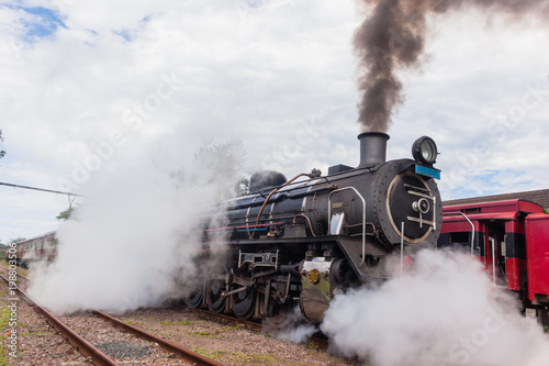 Steam Train Locomotive Closeup Exhausts Vintage