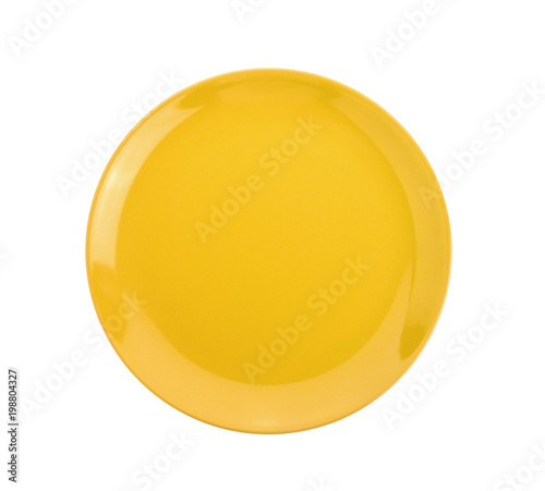 yellow empty plate on white background
