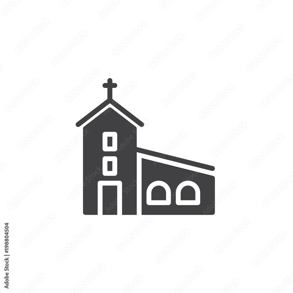 Church building vector icon. filled flat sign for mobile concept and web design. Christianity Religion simple solid icon. Symbol, logo illustration. Pixel perfect vector graphics Church building vector icon. filled flat sign for mobile concept and web design. Christianity Religion simple solid icon. Symbol, logo illustration. Pixel perfect vector graphics