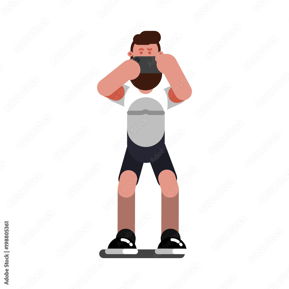 Man makes a photo on the phone