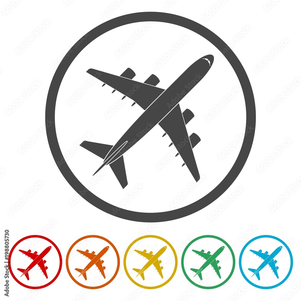 Plane icon, Airplane symbol, 6 Colors Included Plane icon, Airplane symbol, 6 Colors Included