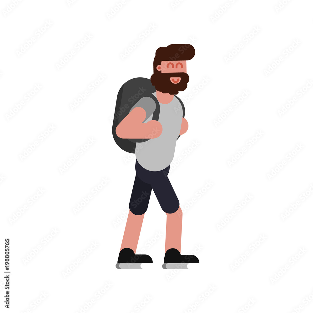Man with backpack walking