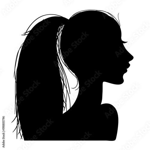 Vector illustration of a silhouettes head girls