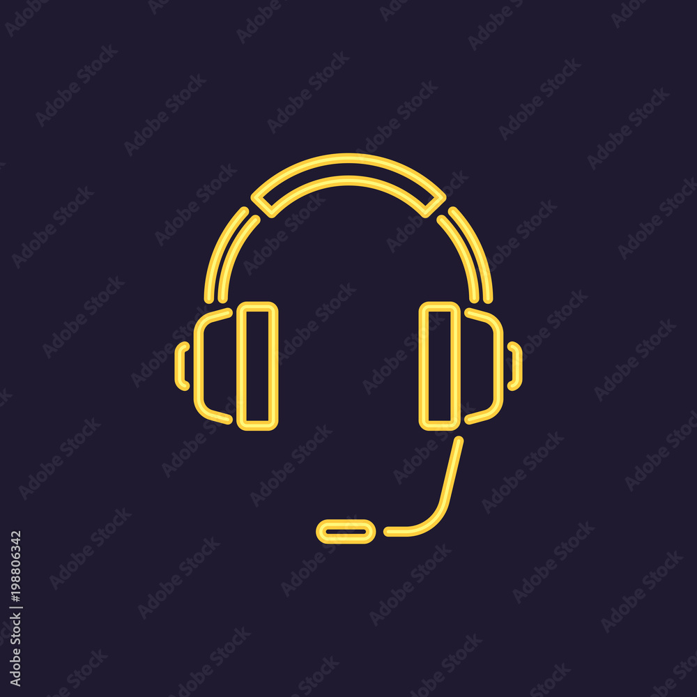 Icon of headphones with microphone. Call center. Vector illustration Icon of headphones with microphone. Call center. Vector illustration