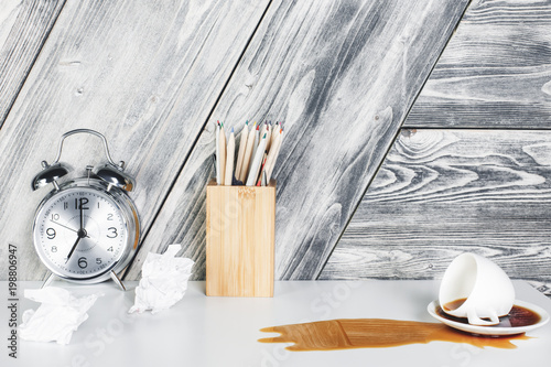 Quadro em tela Desk with spilt coffee