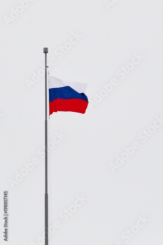 Flag of the Russian Federation on the flagpole. 
