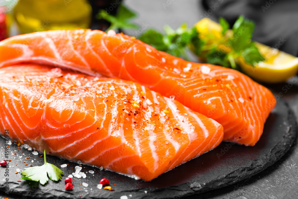 Salmon. Fresh salmon fish. Raw salmon fish fillet Salmon. Fresh salmon fish. Raw salmon fish fillet