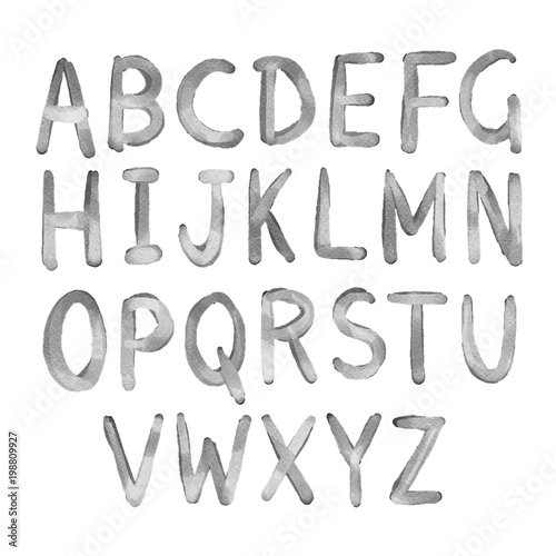 Hand drawn watercolor alphabet, font, letters
