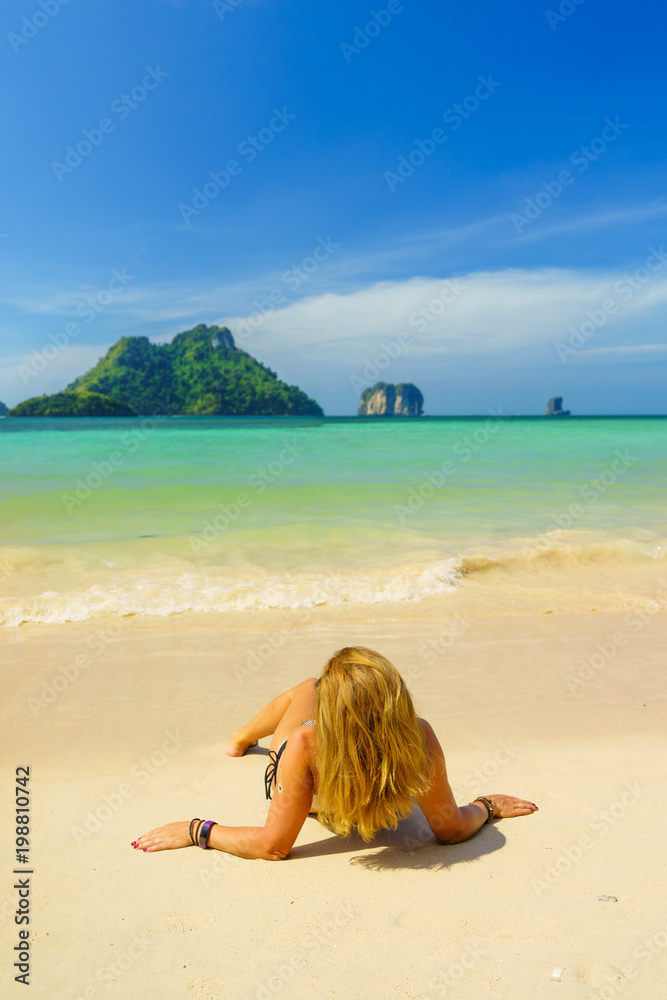 woman resting at the  tropical Thailand beach