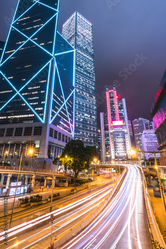 Hong Kong city at night, Central district.