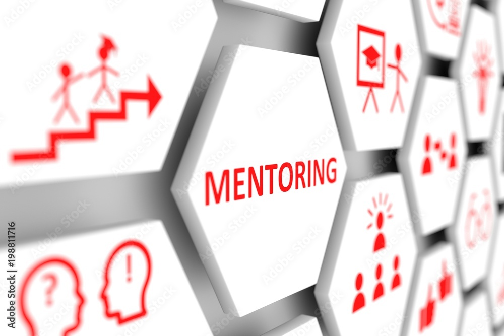 MENTORING concept cell blurred background 3d illustration MENTORING concept cell blurred background 3d illustration