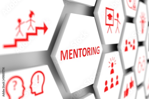 Tableau sur toile MENTORING concept cell blurred background 3d illustration