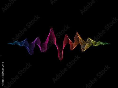 Vector sound waves dynamic colorful light flow on background for music concept background.