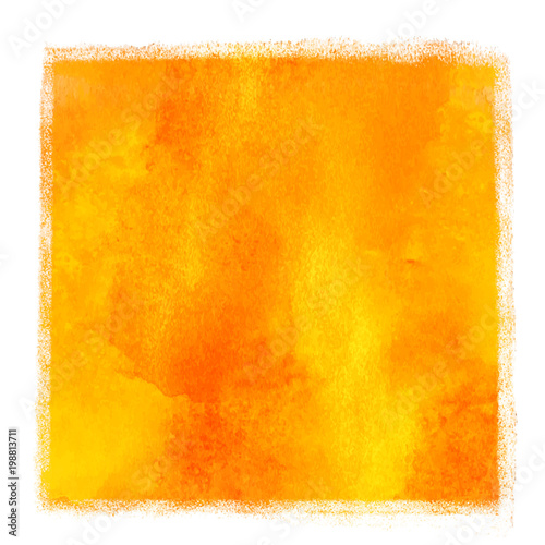 Watercolor square yellow, orange paint stain