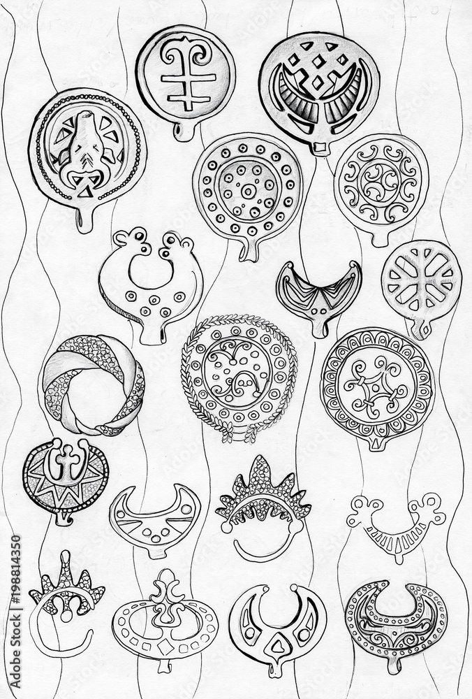 Amulets pencil drawings