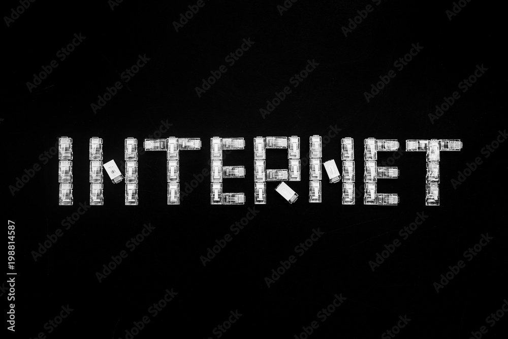 Fototapeta premium Word Internet made from leeters of connectors RJ45