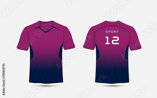 Purple and blue layout football sport t-shirt, kits, jersey, shirt design template