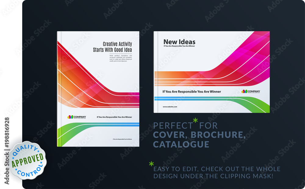 Template. Creative abstract minimal design of brochure set, annual report, horizontal cover, flyer in A4