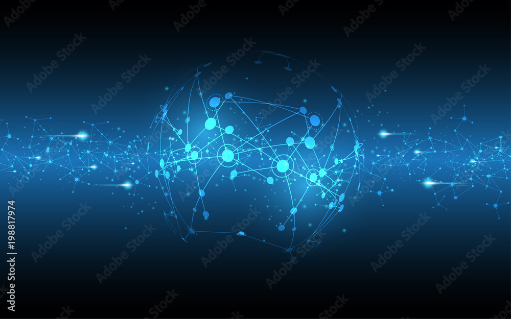 Fototapeta PrintGlobal network connection abstract technology background global business innovation concept