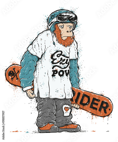 Snowboarder Monkey Character