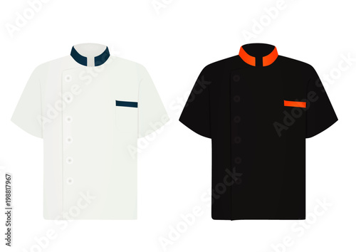Black and white chef shirt. cook uniform. vector illustration
