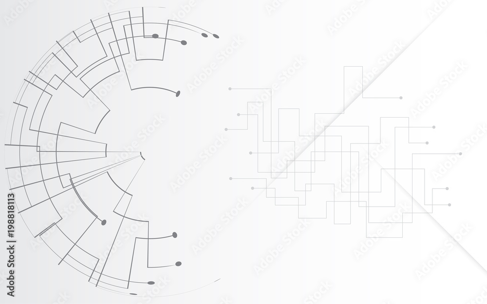 Grey white Abstract technology background with various technology elements